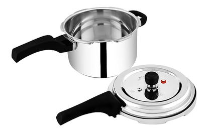 Prestige 4 Litres Svachh Deluxe Alpha Induction Base Outer Lid Stainless Steel Pressure Cooker | Deep lid controls spillage | Silver | Gasket-Release System | Straight Wall | Pressure Indicator