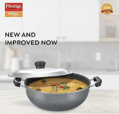Prestige Aluminium Omega Select Plus Non-Stick Round Base Kadhai with Lid, 25 cm, Black-2