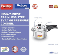 பிரெஸ்டீஜ் ஸ்வச் டீலக்ஸ் ஆல்பா 2.0 லிட்டர் ஸ்டெய்ன்லெஸ் ஸ்டீல் அவுட்டர் லிட் பிரஷர் குக்கர்கள், சில்வர், 2 லிட்டர் -4