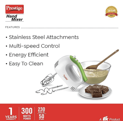 பிரெஸ்டீஜ் PHM 1.0 300-வாட் ஹேண்ட் பிளெண்டர் வித் ஒன் டச் டர்போ பட்டன் (பச்சை வெள்ளை) 