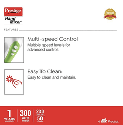 Prestige PHM 1.0 300-Watt Hand Blender with One Touch Turbo Button (Green White)-3