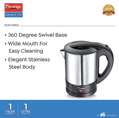 Prestige Electric Kettle Pkss (1350 Watts) 1.0Ltr-Stainless Steel,1 Liter