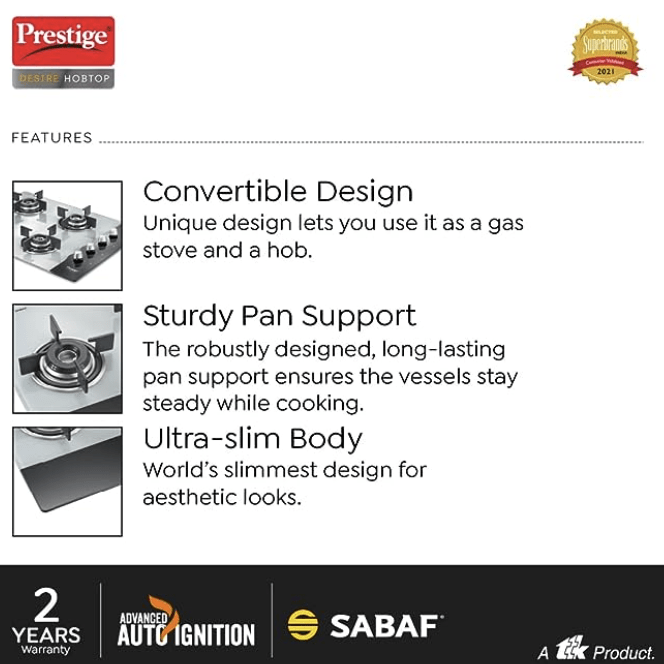 Prestige Desire Hob Top PHTD 04 Al, 4 Burner &amp; Advanced auto Ignition