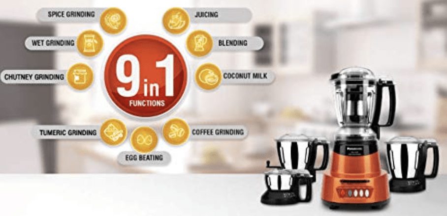Panasonic MX-AV425 (Sunstone Orange) 600W Super Mixer Grinder-3
