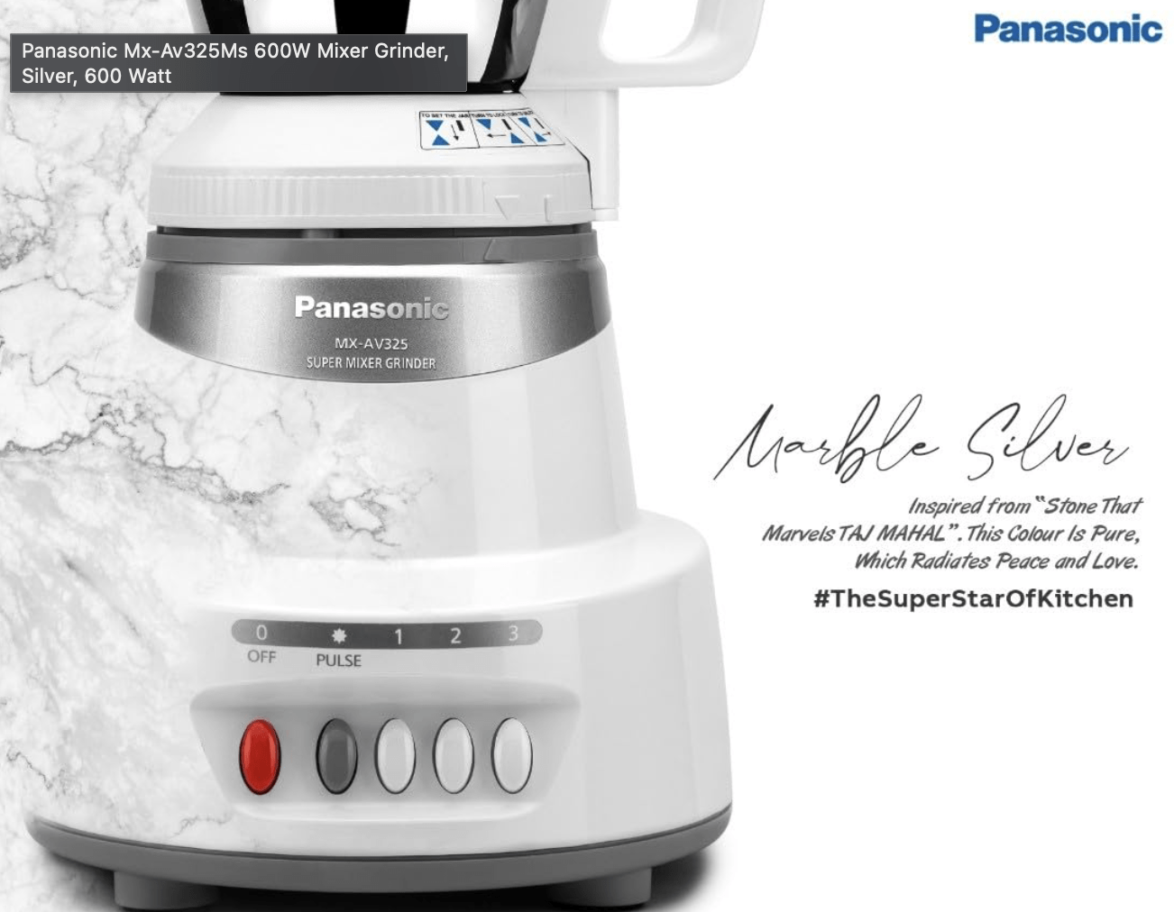 Panasonic MX-AV325MS 600W Mixer Grinder, Silver