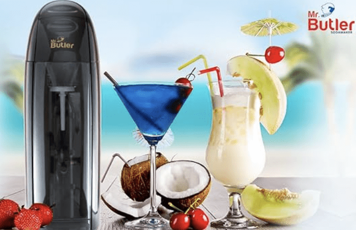 Mr. Butler Italia Soda Maker - Black, Single Cylinder Pack, Create Sparkling Water In Home Kitchen, Compact, Space Saving Design, Soda Beverage Carbonator-4