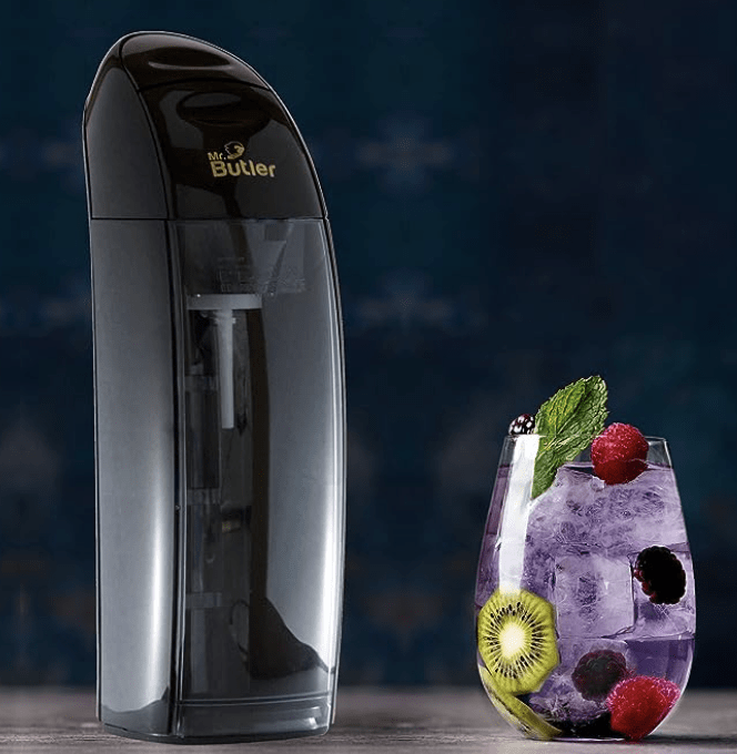 Mr. Butler Italia Soda Maker - Black, Single Cylinder Pack, Create Sparkling Water In Home Kitchen, Compact, Space Saving Design, Soda Beverage Carbonator-2