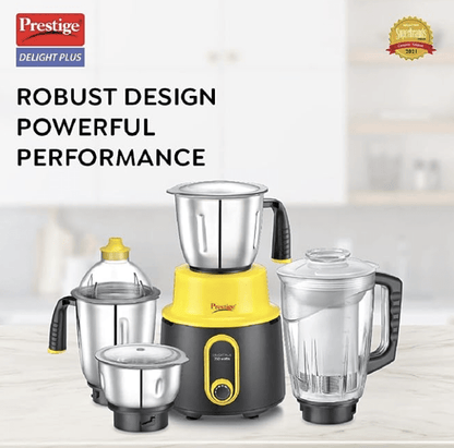 பிரெஸ்டீஜ் டிலைட் பிளஸ் 750 W மிக்சர் கிரைண்டர் (3 SS ஜாடிகள் மற்றும் 1 ஜூசர் ஜாடியுடன்) 