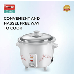 Prestige Delight PRWO 1.0 L Electric Rice Cooker|Detachable power cord|Durable body|Cool touch handles|White|1 year warranty on product & 5 years warranty on heating plate-2