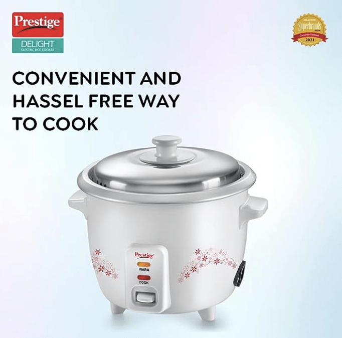 Prestige Delight PRWO 1.5 L Electric Rice Cooker|Detachable power cord|Durable body|Cool touch handles|White|1 year warranty on product & 5 years warranty on heating plate-2