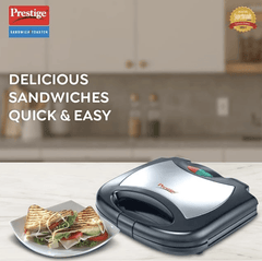 Prestige PGMFS Sandwich Maker 700W with Non-stick Fixed Grilled Plates (Black)-3