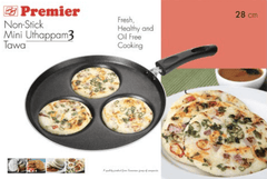 PREMIER Non Stick Omini Aluminium Uthappam 3 Tawa - 28cm, 019623 (Red)-2