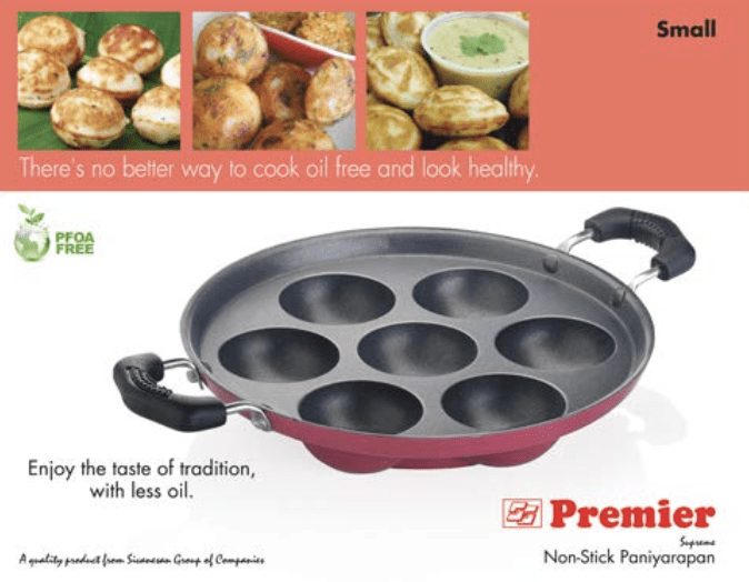 Premier Non Stick Deluxe Paniyara pan Small (7K) with Handle Code-01992-2