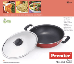 Premier Non Stick Kadai with SS lid 30cm-2