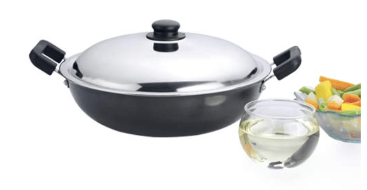 Premier Trendy Black Non Stick Kadai with SS Lid 26cm Code-129041-2