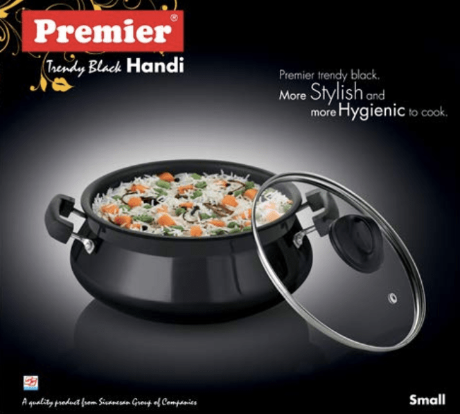 Premier Trendy Black Hard Anodized Handi with Glass Lid
