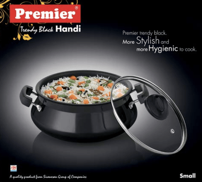 Premier Trendy Black Hard Anodized Handi with Glass Lid