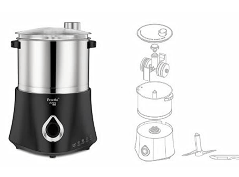 प्रीति एस्ट्रा एक्सपर्ट टेबल टॉप वेट ग्राइंडर फ़ूड प्रोसेसर के साथ, 2 लीटर (काला) 