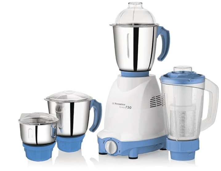 PREMIER XPRESS DIAMOND MIXER GRINDER WITH JUICER JAR & 3 STAINLESS STEEL JAR 230V 750W CODE - 021071, WHITE,GREEN, YELLOW & RED, REGULAR-1