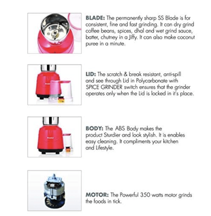 Premier Spice Grinder | 350W Wet & Dry Multifunction Food Grinder | Stainless Steel Herbs, Spices, Nuts, and Coffee Grinder for Home & Office with Detachable Jar-5