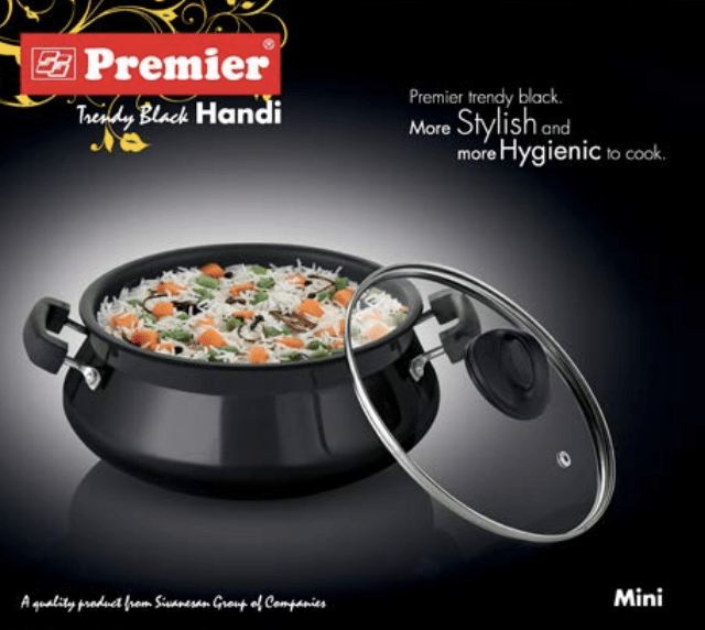 Premier Trendy Black Hard Anodized Handi with Glass Lid Small-2