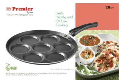 PREMIER Non Stick Aluminium Omini Uthappam Tawa, 28cm, 019622