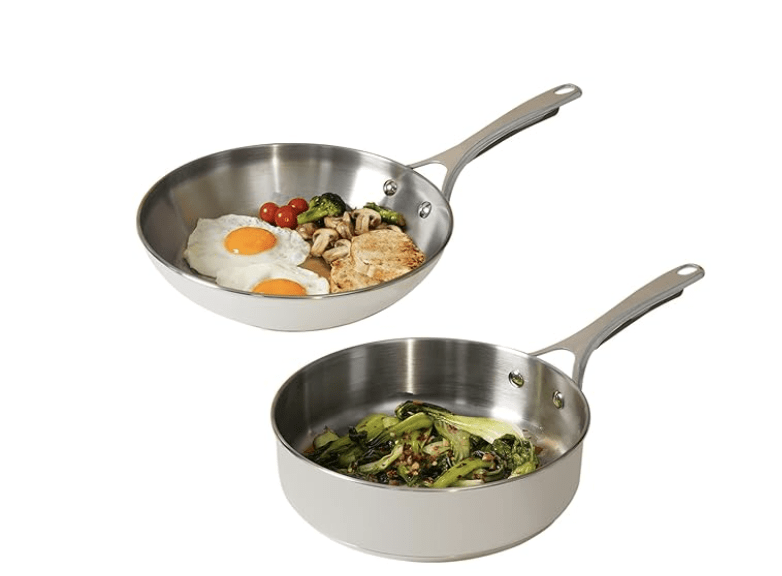 Meyer Select Nickel Free Stainless Steel 3 Piece Cookware Set | Steel Cookware for Kitchen | Induction Base cookware Set l Stainless Steel with Heavy Bottom - 24cm Sautepan + 20cm Frypan, Silver-4