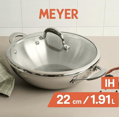 Meyer Select Stainless Steel Covered Kadai, 1.91 Liters/22 cm, Silver