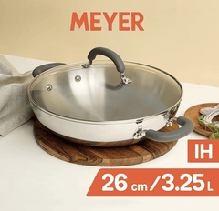 Meyer Trivantage Nickel Free Stainless Steel Triply Kadai | Steel Kadhai with Lid | Stainless Steel Cookware with Induction Base | Big Stainless Steel Kadhai | Kadhai for deep Fry, 26cm, Silver-2