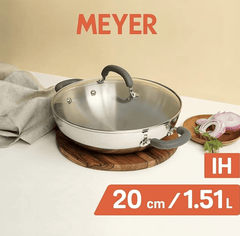 Meyer Trivantage Nickel Free Stainless Steel Triply Kadai | Steel Kadhai with Lid | Stainless Steel Cookware with Induction Base | Small Stainless Steel Kadhai | Kadhai for deep fry, 20cm, Silver-1