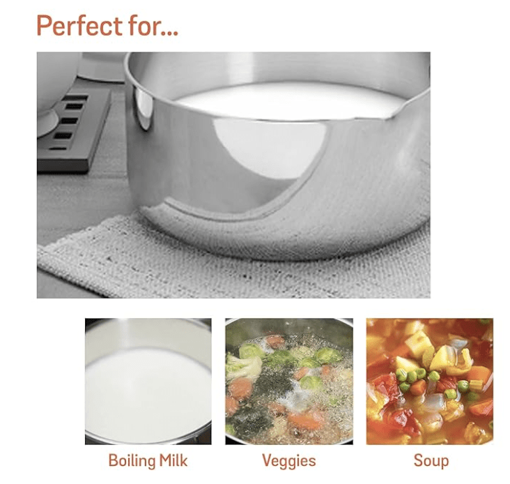 Meyer Trivantage Nickel Free Stainless Steel Triply Cookware Milkpan | Milk Pot | Tea Pan | Steel pan Induction Bottom | Small Milk Boiling Vessel 14cm, Silver