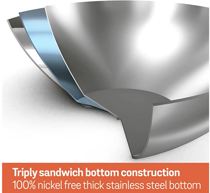 Meyer Trivantage Nickel Free Stainless Steel Triply Cookware Milkpan | Milk Pot | Tea Pan | Steel pan Induction Bottom | Small Milk Boiling Vessel 14cm, Silver