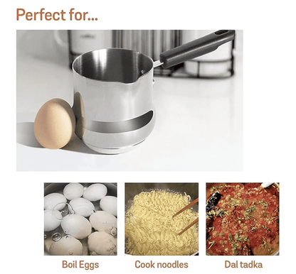 Meyer Nickel Free Stainless Steel Mini Pot | Milk Pan | Tea Pan Stainless Steel | Milk Pan Induction Base | Chai Pan | Small Saucepan | Milk Boiling Vessel | Saucepan with Handle, 10cm, Grey