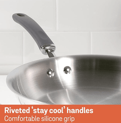 Meyer Trivantage Nickel Free Stainless Steel Triply Frypan | Steel Pan for Cooking | Fry pan Tri ply with Heavy Bottom | Frying Pan Small | Gas and Induction Base, 24cm/ 1.87 Litre, Silver-2