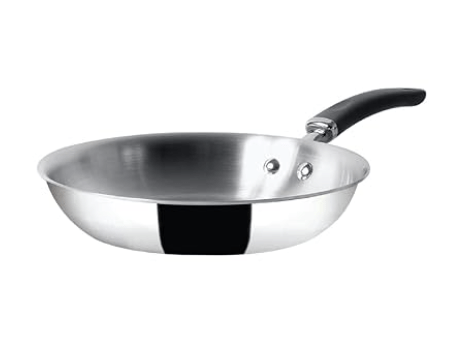 Meyer Trivantage Nickel Free Stainless Steel Triply Frypan | Steel Pan for Cooking | Fry pan Tri ply with Heavy Bottom | Frying Pan Small | Gas and Induction Base, 26cm/ 2.38 Litre, Silver