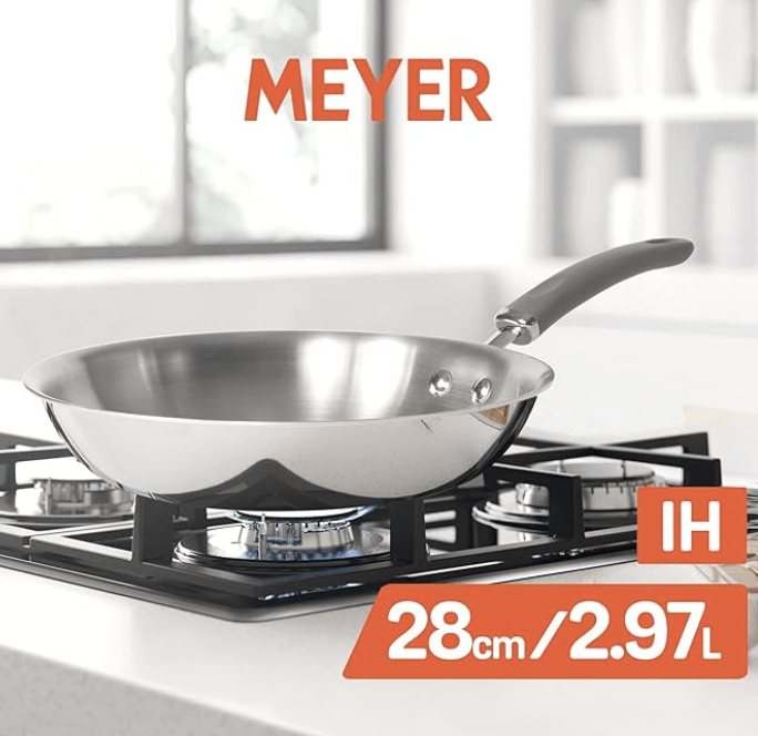 Meyer Trivantage Nickel Free Stainless Steel Triply Cookware Frypan | Steel Pan for Cooking | Fry pan Tri ply with Heavy Bottom | Small Frying Pan | Gas and Induction Base, 28cm/ 2.97 Litre, Silver