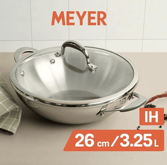 Meyer Select Nickel Free Stainless Steel Kadai, Kadhai with Glass Lid | Steel Kadai with Triply Base | Stainless Steel Cookware for Deep Frying| Gas and Induction Compatible, 26cm/ 3.25 Liters, Silver-2