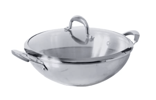Meyer Select Stainless Steel Covered Kadai, 1.91 Liters/22 cm, Silver