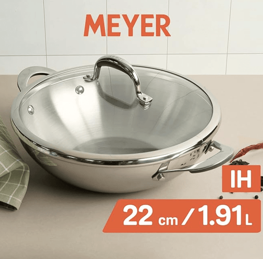 Meyer Select Stainless Steel Covered Kadai, 1.91 Liters/22 cm, Silver