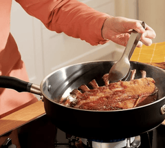 Meyer Accent Series Stainless Steel Saute Pan with Silicone Handle | Steel Frying Pan | Steel Pan | Frying pan with Induction Base, 4.5 Liters, 28cm, Black-3