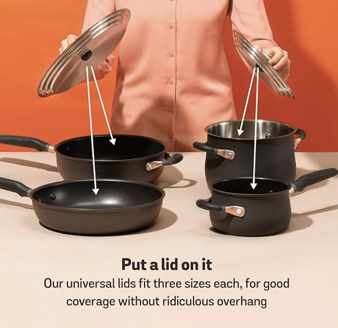 Meyer Accent Series Non Stick and Stainless Steel Spark Edition Cookware Set | Kitchen Set for Home | Induction Cookware Set | Pots and Pans cookware, 6 Piece, Matte Black