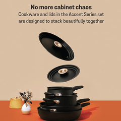 Meyer Accent Series Non Stick and Stainless Steel Spark Edition Cookware Set | Kitchen Set for Home | Induction Cookware Set | Pots and Pans cookware, 6 Piece, Matte Black-2