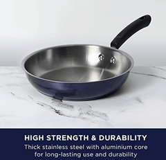 Meyer Centennial Nickel Free Stainless Steel Fry pan | Steel Frypan for Cooking | Stainless Steel Frying Pan | Small Frying Pan Induction Base, 24cm, Blue Diamond-5