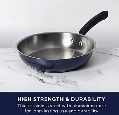 Meyer Centennial Nickel Free Stainless Steel Fry pan | Steel Frypan for Cooking | Stainless Steel Frying Pan | Small Frying Pan Induction Base, 24cm, Blue Diamond