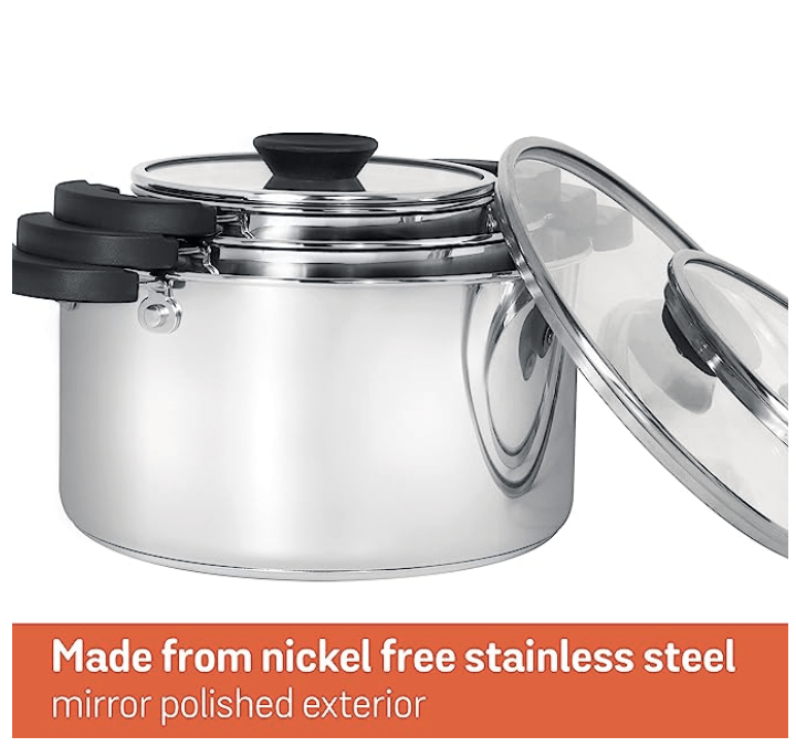 Meyer Kitchen Hacks Nickel Free Stainless Steel 3 Piece Casserole Set | Biryani Pot | Induction Cookware Set | Cooking Pot | Cooking Utensils for Kitchen- 16cm/ 20cm/ 24cm, Grey-3
