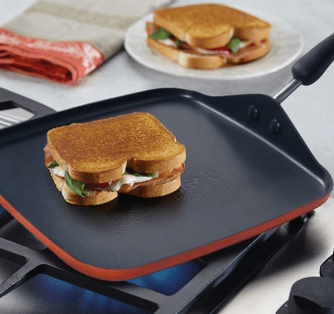 Meyer Non Stick Aluminium Square Tawa, 28 cm, Orange-3