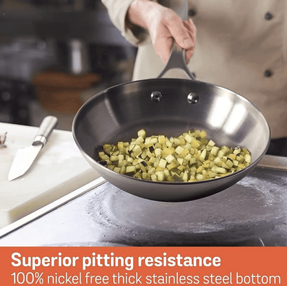 Meyer Select Nickel Free Stainless Steel Frypan | Frying Pan | Steel Big Frying Pan with Triply Base | Stainless Steel Cookware | Gas and Induction Compatible, 26 cm/ 2.38L, Silver