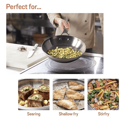 Meyer Select Nickel Free Stainless Steel Frypan | Frying Pan | Steel Big Frying Pan with Triply Base | Stainless Steel Cookware | Gas and Induction Compatible, 26 cm/ 2.38L, Silver