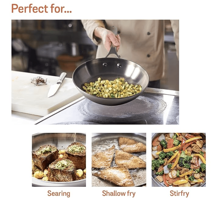 Meyer Select Stainless Steel Open Frypan, 2.77 Liters/28 cm, Silver
