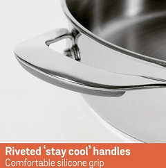 Meyer Select Nickel Free Stainless Steel Sauteuse with Glass Lid | Steel Saute Pan with Triply Base| Frying Pan with Lid | Gas and Induction Suitable | 28cm/ 4.77 Litre, Silver-2